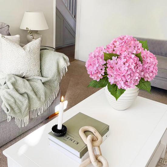 JINWOE artificial hydrangea flowers — lifelike latex silk real touch faux bouquet for home and events