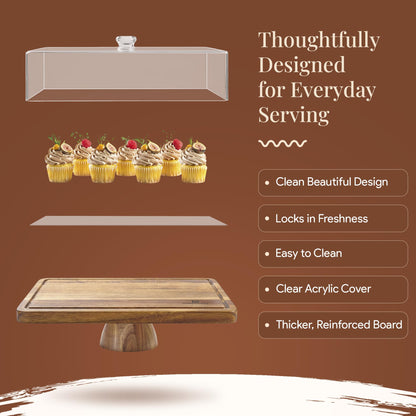 HOMESPHERE cake stand with lid — 2-in-1 dessert display and charcuterie board