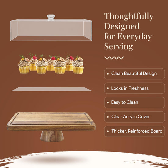 HOMESPHERE cake stand with lid — 2-in-1 dessert display and charcuterie board