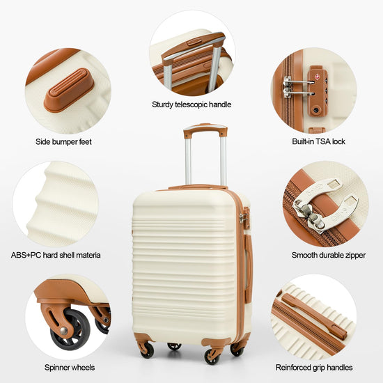 Coolife luggage set — Hardside carry on suitcase with TSA lock and spinner wheels