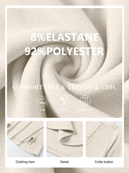 ANRABESS long sleeve henley shirt - casual button pullover with slit detail