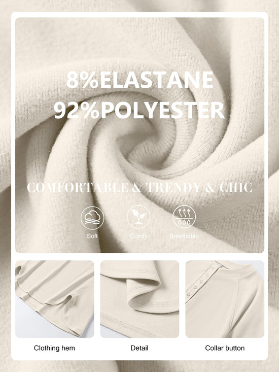 ANRABESS long sleeve henley shirt - casual button pullover with slit detail