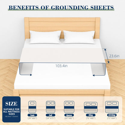 Grounding Sheet for All Mattress Sizes, with grounding Cord and Test Pen (Eggshell, 105 * 23inch)