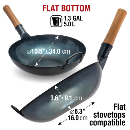 YOSUKATA sauté fry pan — pre-seasoned blue carbon steel 14 inch