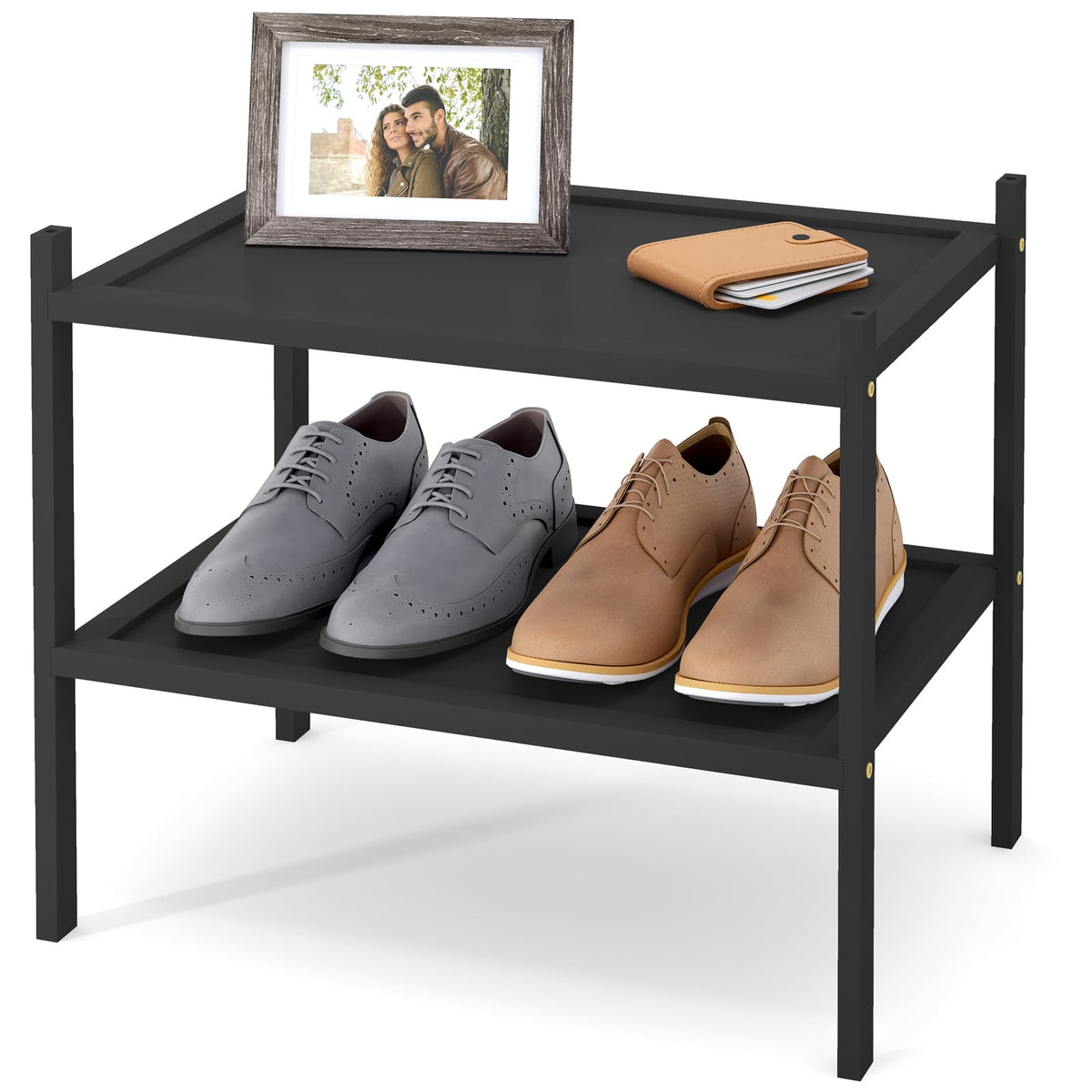 Shoe rack - bamboo material for stylish storage