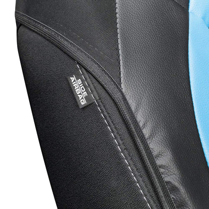 Motor Trend vehicle seat cover — blue faux leather for front seats with headrests