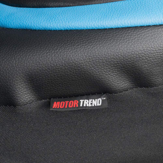 Motor Trend vehicle seat cover — blue faux leather for front seats with headrests