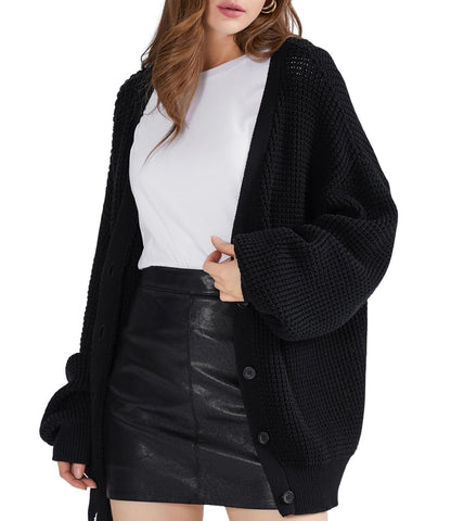 QUALFORT cardigan sweater - 100% cotton oversized knit outerwear for fall 2026