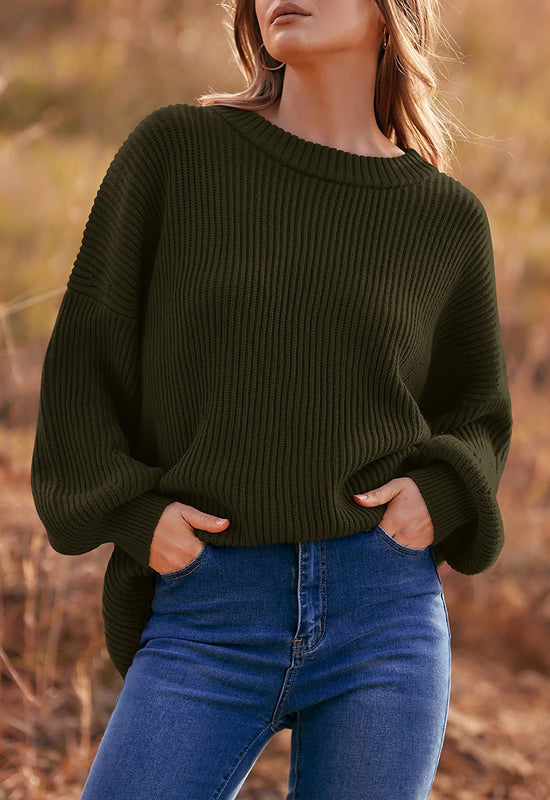 PRETTYGARDEN Womens Sweaters Spring 2026 Oversized Chunky Knitted Pullover Sweater Casual Long Sleeve Crewneck Cute Sweaters