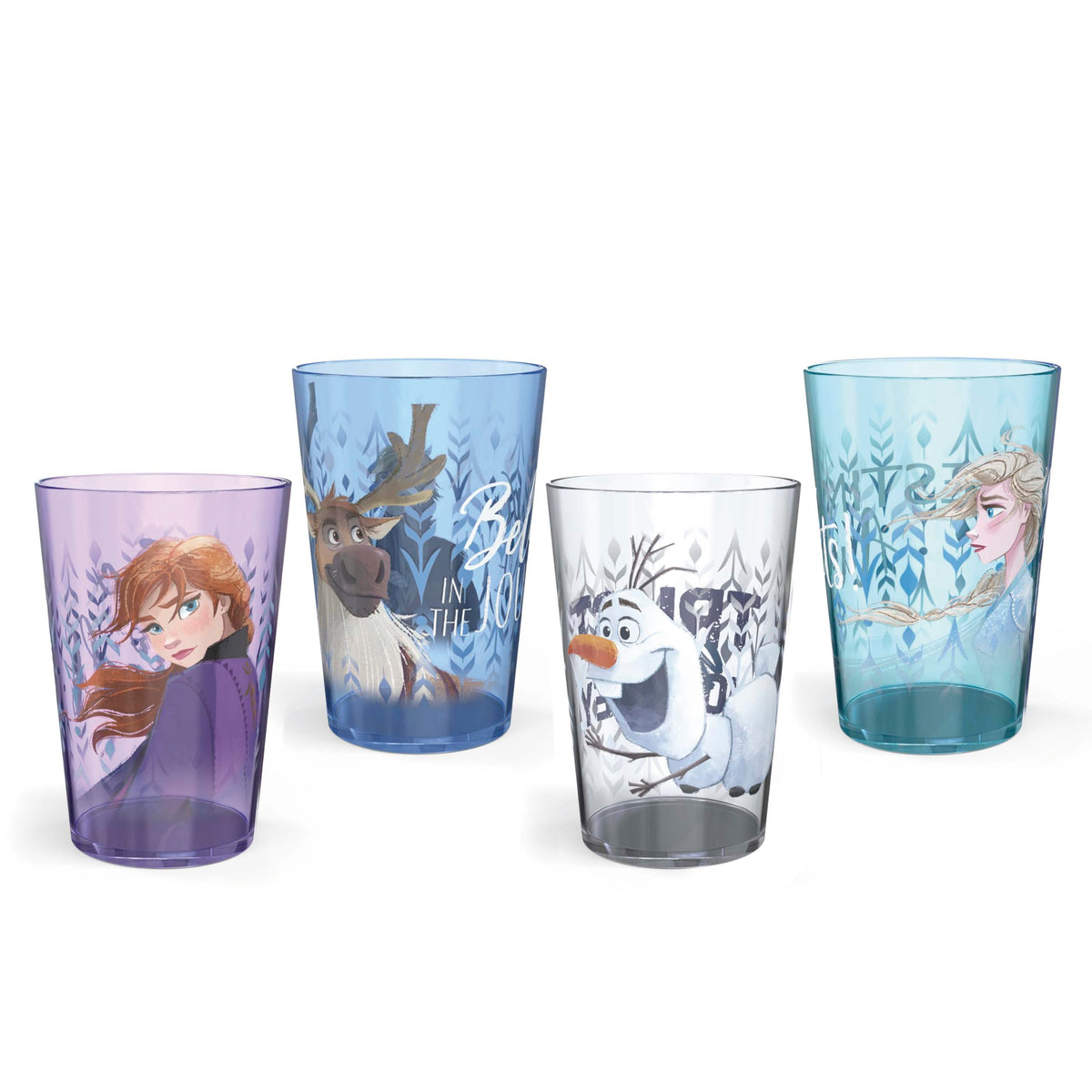 Zak Designs nesting tumbler set — Durable plastic cups with fun artwork, 4-pack