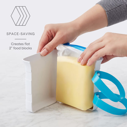 YouCopia freezer food block maker — creates uniform food blocks for easy storage and use.