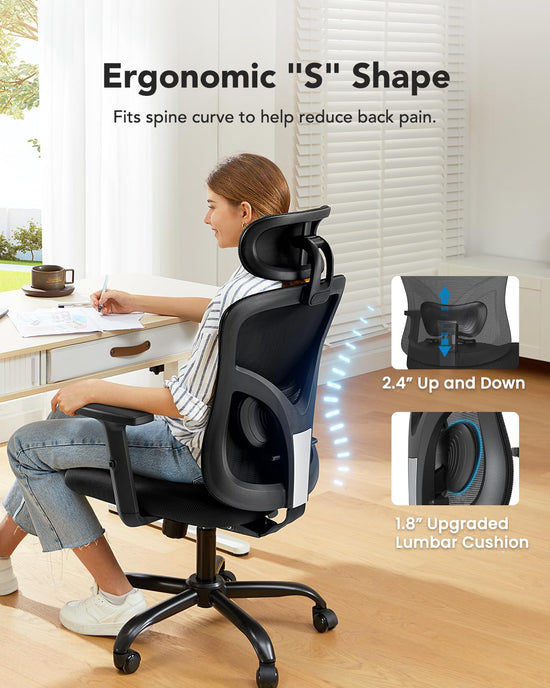 HUANUO ergonomic office chair — high back mesh design for big and tall users