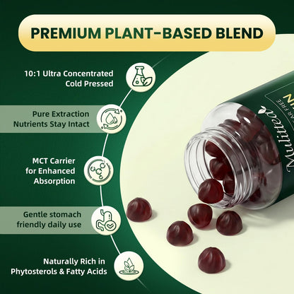 (2 Pack) Pumpkin Seed Oil with Saw Palmetto Gummies, Plus L-Theanine for Mood, Hair & Prostate Support* -Virgin Cold Pressed, Essential Fatty Acids & Phytosterols |Non-GMO| for Women & Men-60 Chews
