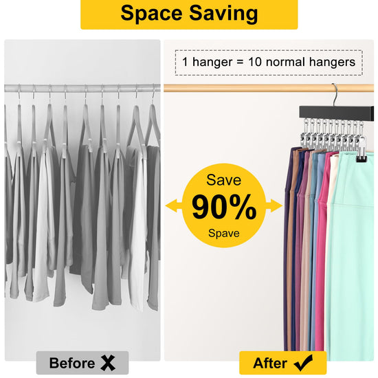 Clothes hanger — ORROENS wooden organizer with clips for 24 leggings and pants