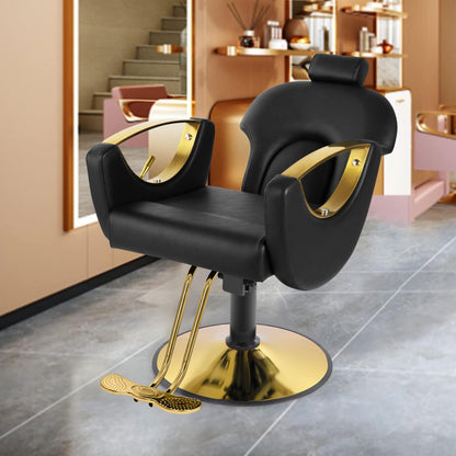 Dangvivi Barber Salon Chair for Hair Stylist,Height Adjustable Hair Chair with Professional Hydraulic PUM,Multi-Function Shampoo Tattoo Beauty Salon Hairdresser Armchair for Barbershop(Black)