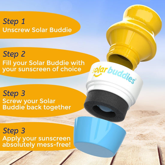 Solar Buddies sunscreen applicator — refillable roll on for kids and adults 3.4fl oz pack of 2