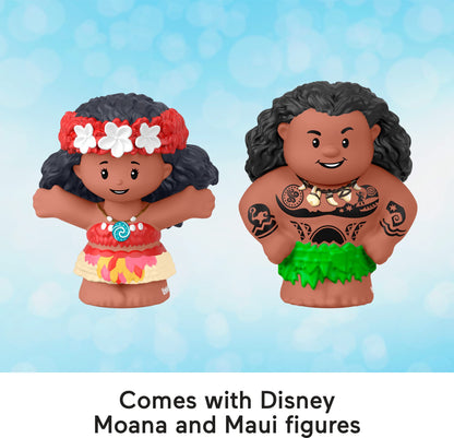 Fisher-Price Little People canoe sail boat with Moana and Maui figures for toddlers 18+ months