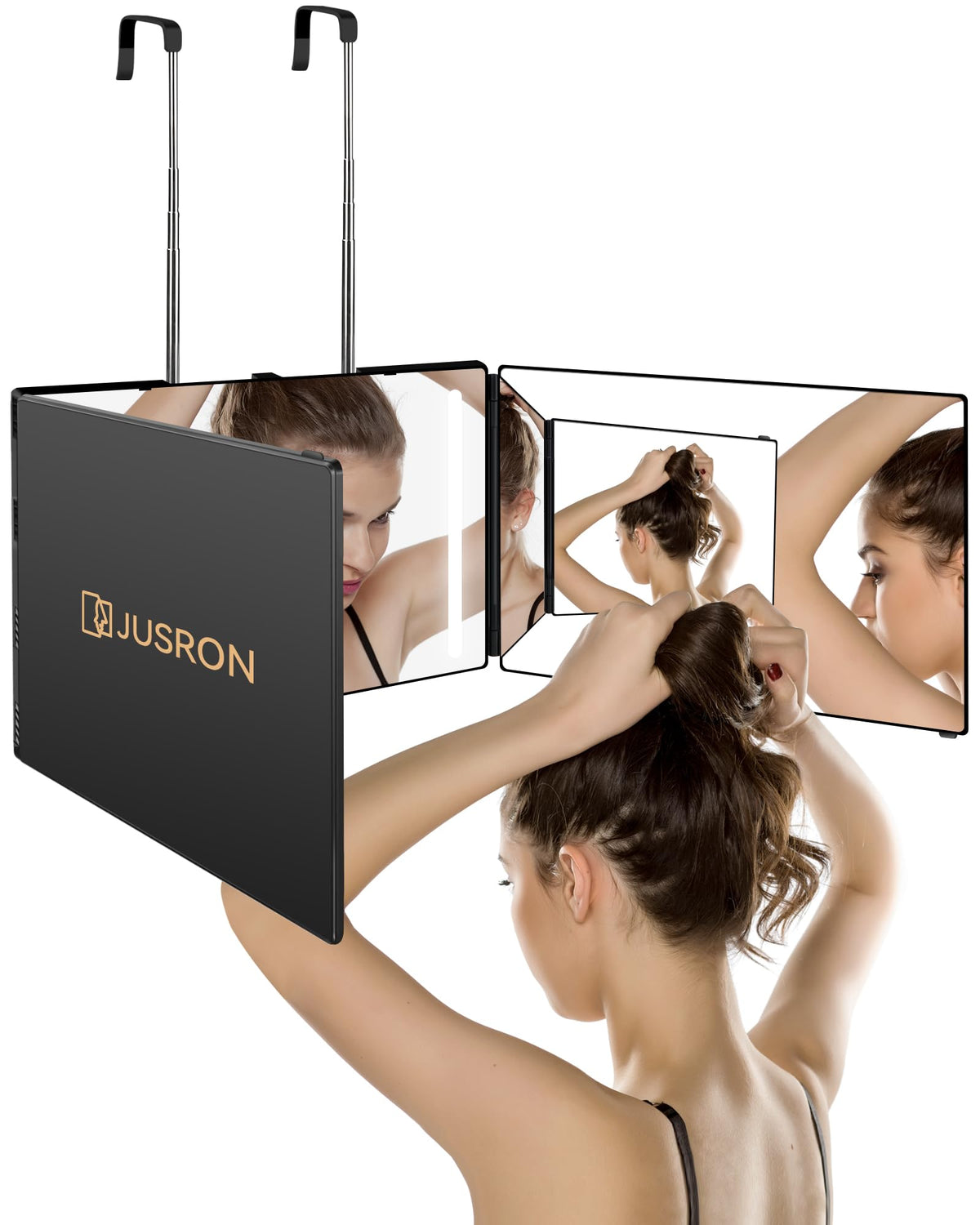 JUSRON home mirror — 360 viewing angle with anti-fog HD glass
