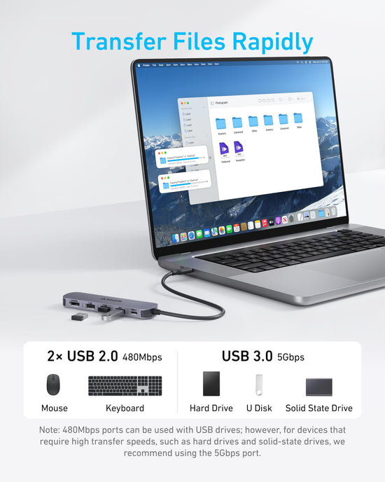 Anker multiport hub — 5-in-1 USB-C adapter with 4K HDMI and 90W power delivery