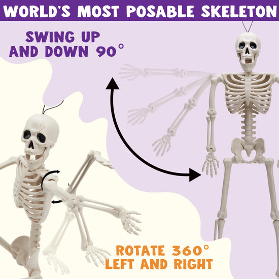 JOYIN sculpture — posable Halloween skeleton decor, 16 inches, 5 pieces set
