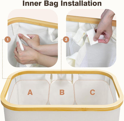 Extra large laundry hamper with lid and removable bags for bedroom and laundry room
