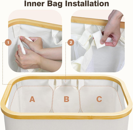 Extra large laundry hamper with lid and removable bags for bedroom and laundry room