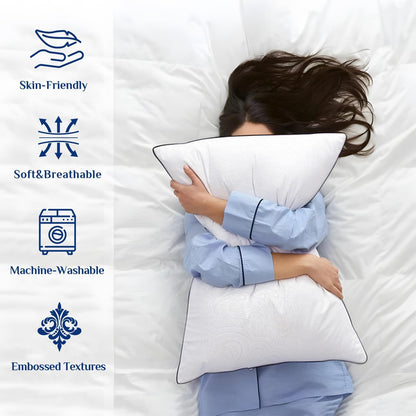 JOLLYVOGUE pillows - Soft and supportive set of 2 bed pillows for side and back sleepers