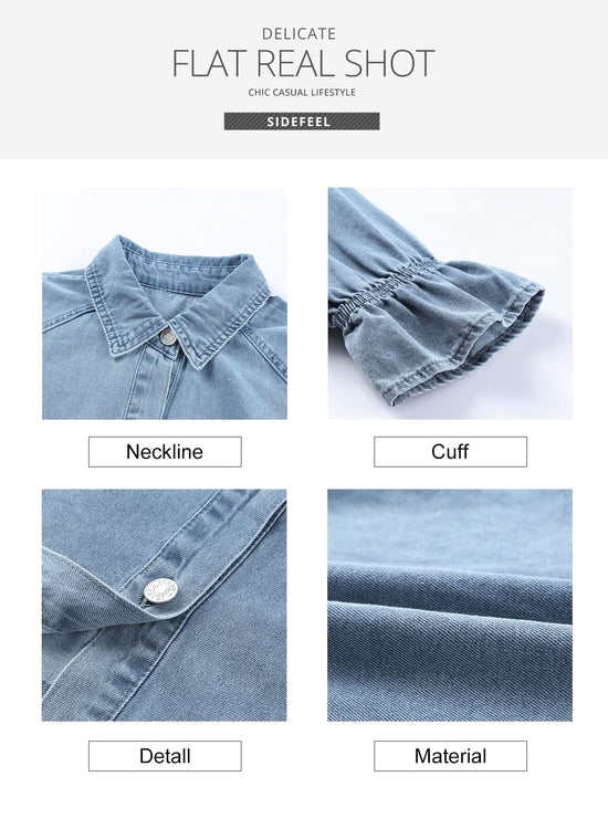 Dress — Smocked button down denim style by Sidefeel