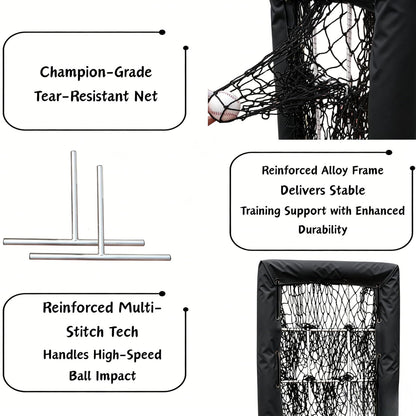 Bovngxor Heavy Duty 9 Hole Pitching Net with Strike Zone (Black)