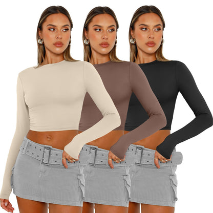 Shirt — Women's long sleeve crop top pack in Y2K style
