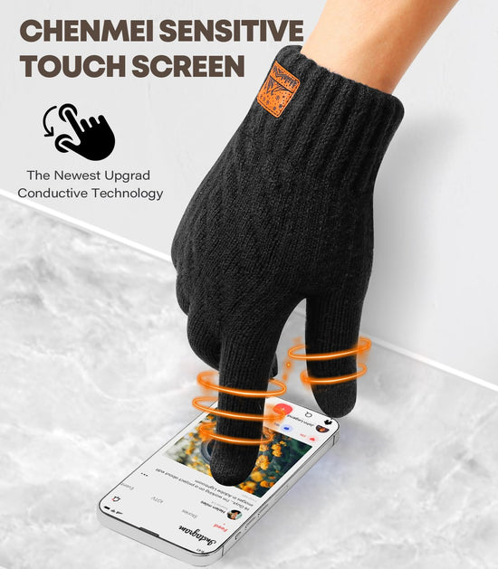 CHENMEI winter gloves - warm touchscreen wool knit for cold weather driving and texting