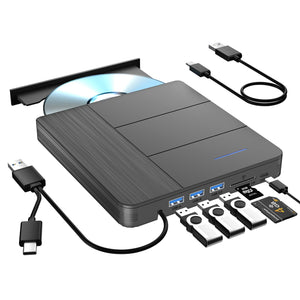 TYYWGD 7 in 1 External Blu-ray Drive,Support 100G Disc R/W BD DVD CD Player,Portable Burner USB3.0 SD/TF Card Slot for PC Compatible with Windows XP/7/8/10/11 Mac Laptop Desktop