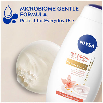NIVEA body wash with cocoa and shea butter, enriched with provitamin B5 and vitamin E, 20 fl oz bottle