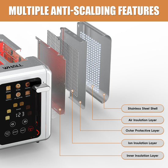 WHALL toaster — Smart digital design with touch screen and memory function