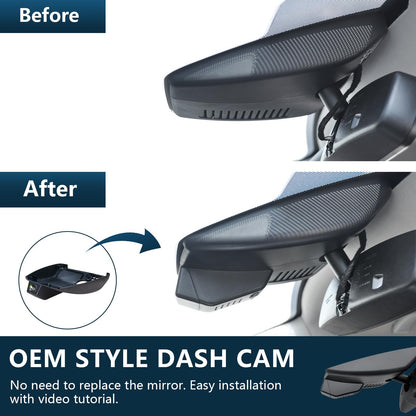 Mangoal dash cam with 4K front and 1080p rear for Mazda CX5 and CX-9 models 2019-2025 and 2020-2023 with WiFi, GPS, and 128GB card.