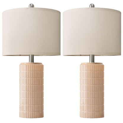 PoKat table lamp - farmhouse bedside lamps set of 2 for bedroom and living room