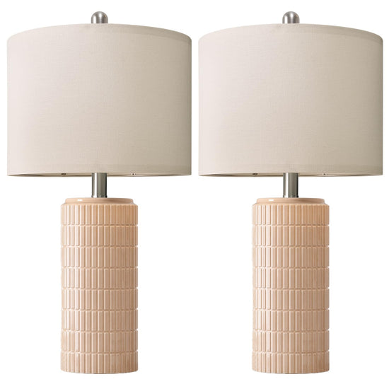 PoKat table lamp - farmhouse bedside lamps set of 2 for bedroom and living room