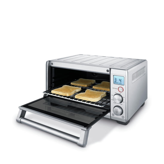 Breville countertop oven — compact design in brushed stainless steel
