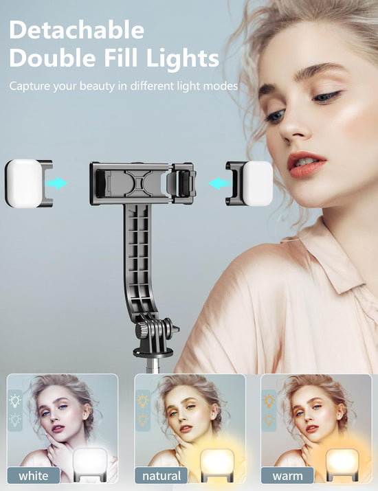 Selfie stick tripod - With light and wireless remote