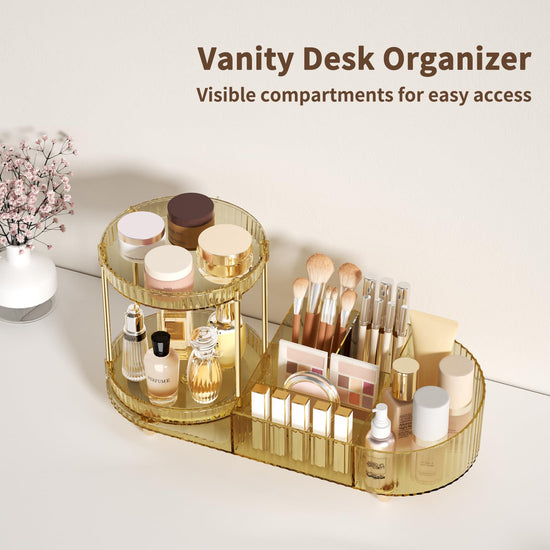 Jywantful caddy with rotating trays for vanity countertop