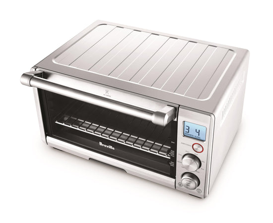 Breville countertop oven — compact design in brushed stainless steel