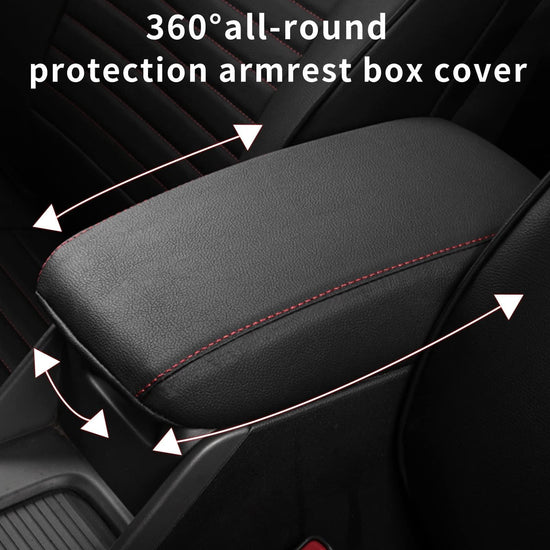 AOMSAZTO console covers — Armrest covers for 2016-2021 Hyundai Tucson with red stitches