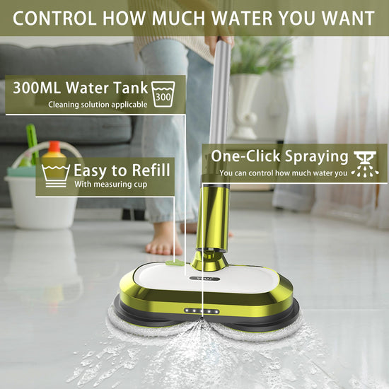 VMAI cordless electric mop with water spray and detachable battery.