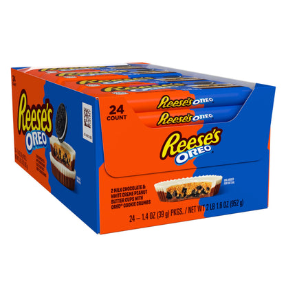 Chocolate candy — Reese's Oreo peanut butter cups in milk chocolate and white creme, 24 count