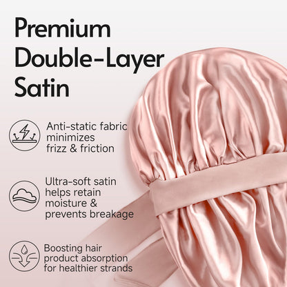 Yanideer silk bonnets for sleeping with tie band for curly hair blushpink 3 pcs setYanideer silk bonnets for sleeping with tie band for curly hair 3 pcs set