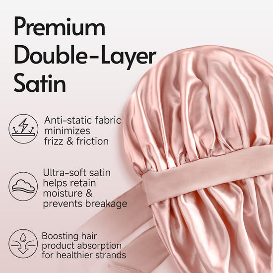 Yanideer silk bonnets for sleeping with tie band for curly hair blushpink 3 pcs setYanideer silk bonnets for sleeping with tie band for curly hair 3 pcs set