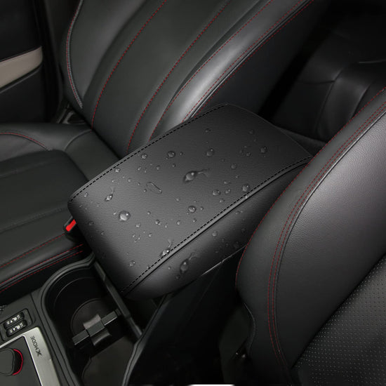 AOMSAZTO console covers - Armrest covers for 2019-2025 Subaru Forester in black with black stitches