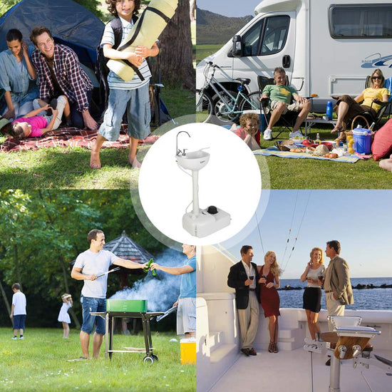 VINGLI portable sink — upgraded design with wheels and accessories for convenience