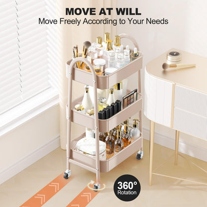 Utility cart wagon — EAGMAK metal storage cart with handle and lockable wheels