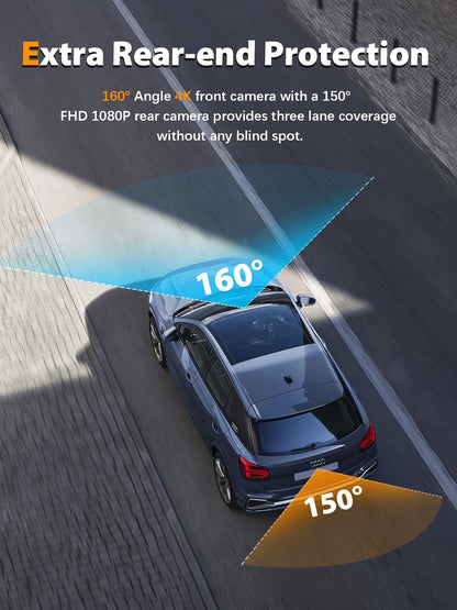 Onboard camera — 4K front and 1080P rear with built-in WiFi and night vision